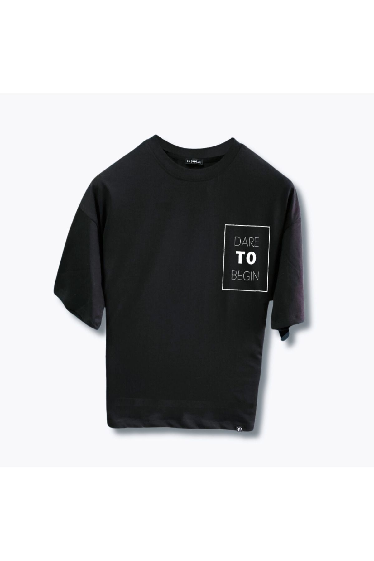 SİMPLE TYPOGRAPHY DARE TO BEGİN BASKILI OVERSİZE TİŞÖRT