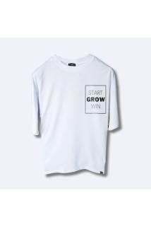 SİMPLE TYPOGRAPHY START GROW WİN BASKILI OVERSİZE TİŞÖRT